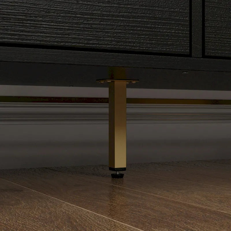 Commode moderne noire de 61,4W avec 9 tiroirs spacieux - Poignées dorées