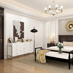 Commode moderne noire de 61,4W avec 9 tiroirs spacieux - Poignées dorées