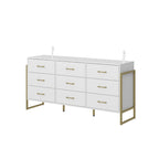 Commode moderne noire de 61,4W avec 9 tiroirs spacieux - Poignées dorées