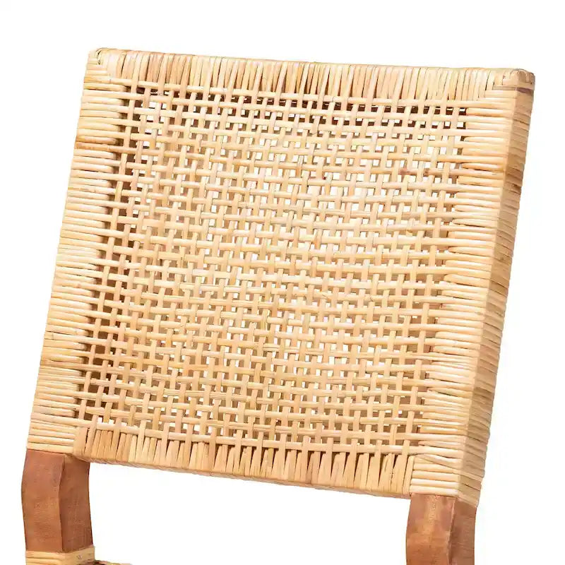 Tabouret de comptoir Lesia en rotin marron naturel et bois, style bohème moderne