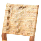 Tabouret de comptoir Lesia en rotin marron naturel et bois, style bohème moderne