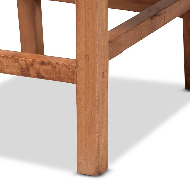 Tabouret de comptoir Lesia en rotin marron naturel et bois, style bohème moderne