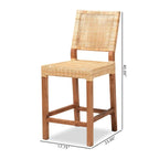 Tabouret de comptoir Lesia en rotin marron naturel et bois, style bohème moderne