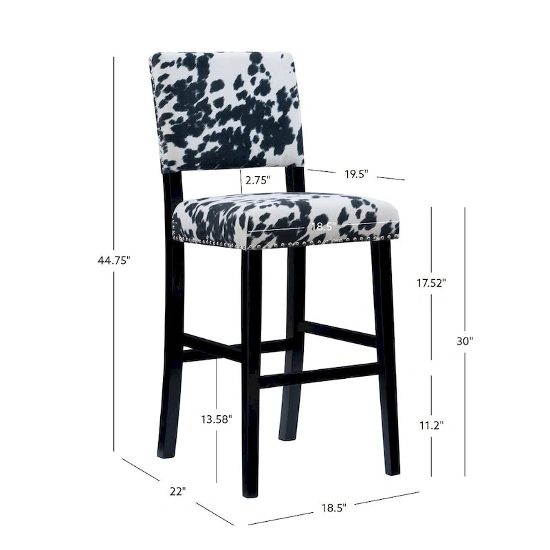 Tabouret de bar Lemont à imprimé vache