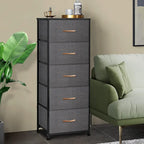 Commode 5 tiroirs pour chambre à coucher - Meuble de rangement vertical - Commode en tissu