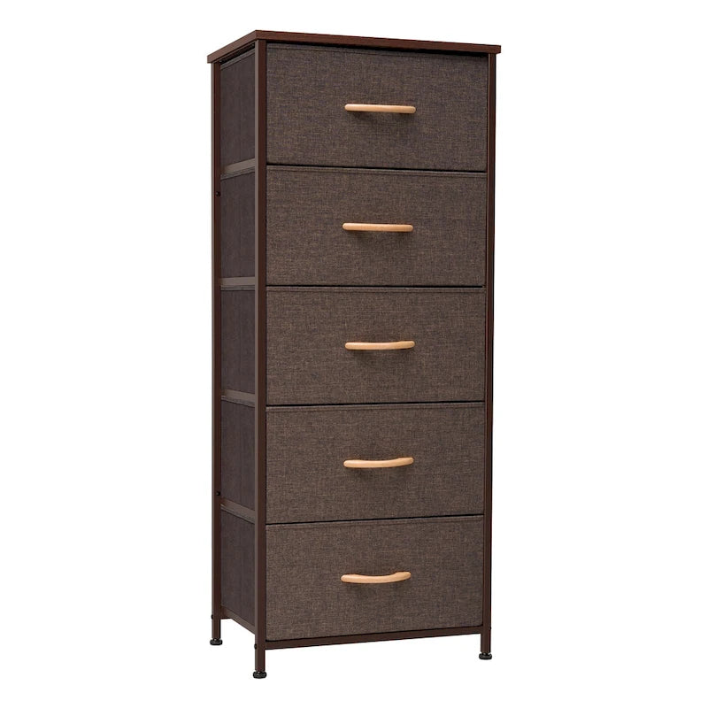 Commode 5 tiroirs pour chambre à coucher - Meuble de rangement vertical - Commode en tissu