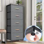 Commode 5 tiroirs pour chambre à coucher - Meuble de rangement vertical - Commode en tissu