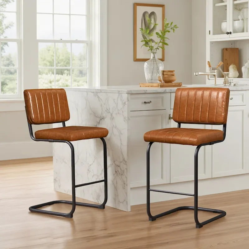 Tabourets de bar rembourrés style rustique Art Leon, hauteur comptoir (lot de 2)