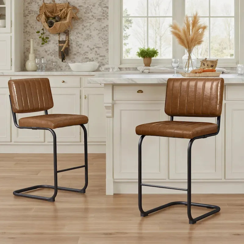 Tabourets de bar rembourrés style rustique Art Leon, hauteur comptoir (lot de 2)