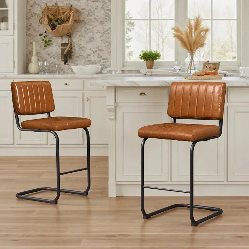 Tabourets de bar rembourrés style rustique Art Leon, hauteur comptoir (lot de 2)