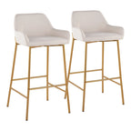 Tabouret de bar rembourré à hauteur fixe Silver Orchid Galotti Gold - Lot de 2