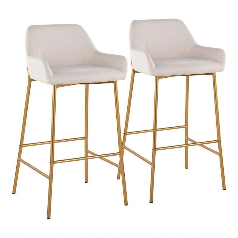 Tabouret de bar rembourré à hauteur fixe Silver Orchid Galotti Gold - Lot de 2