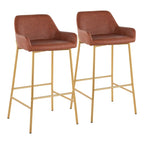 Tabouret de bar rembourré à hauteur fixe Silver Orchid Galotti Gold - Lot de 2