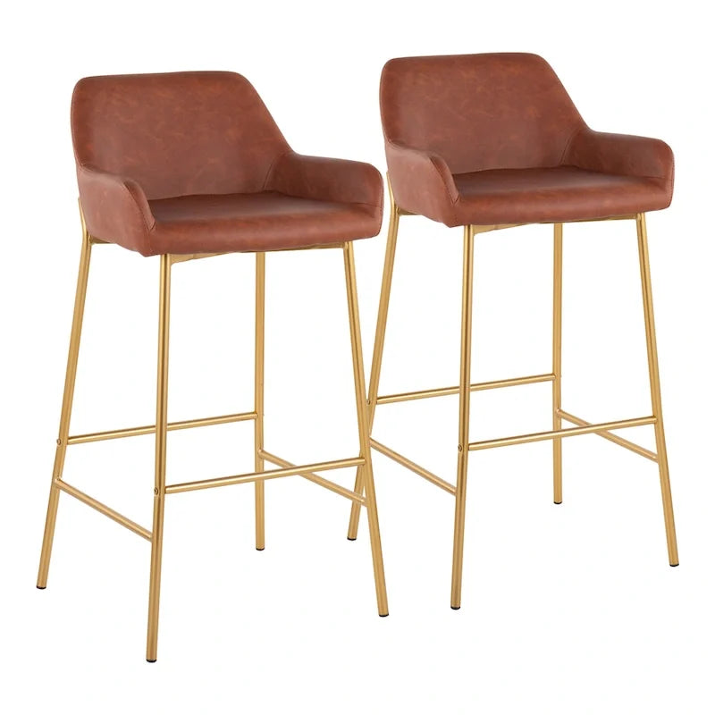 Tabouret de bar rembourré à hauteur fixe Silver Orchid Galotti Gold - Lot de 2