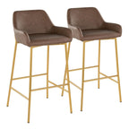 Tabouret de bar rembourré à hauteur fixe Silver Orchid Galotti Gold - Lot de 2