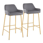 Tabouret de bar rembourré à hauteur fixe Silver Orchid Galotti Gold - Lot de 2