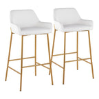 Tabouret de bar rembourré à hauteur fixe Silver Orchid Galotti Gold - Lot de 2