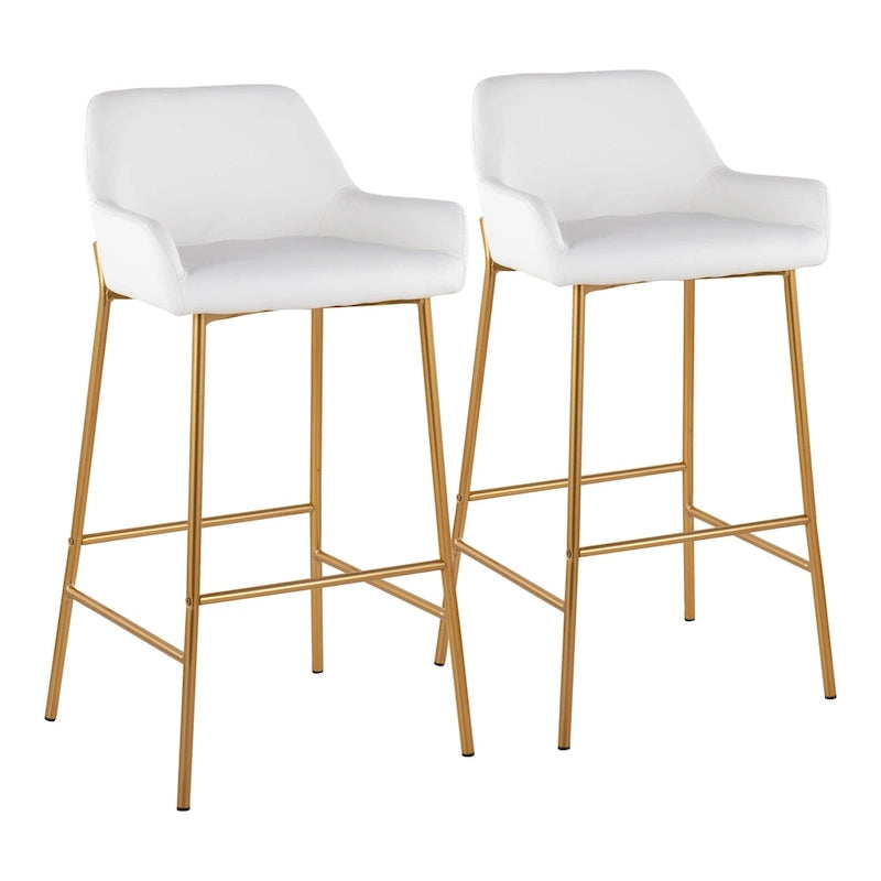 Tabouret de bar rembourré à hauteur fixe Silver Orchid Galotti Gold - Lot de 2