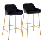 Tabouret de bar rembourré à hauteur fixe Silver Orchid Galotti Gold - Lot de 2