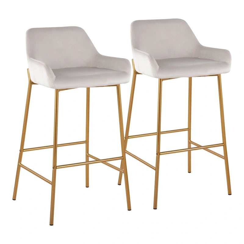 Tabouret de bar rembourré à hauteur fixe Silver Orchid Galotti Gold - Lot de 2