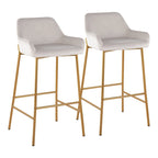 Tabouret de bar rembourré à hauteur fixe Silver Orchid Galotti Gold - Lot de 2
