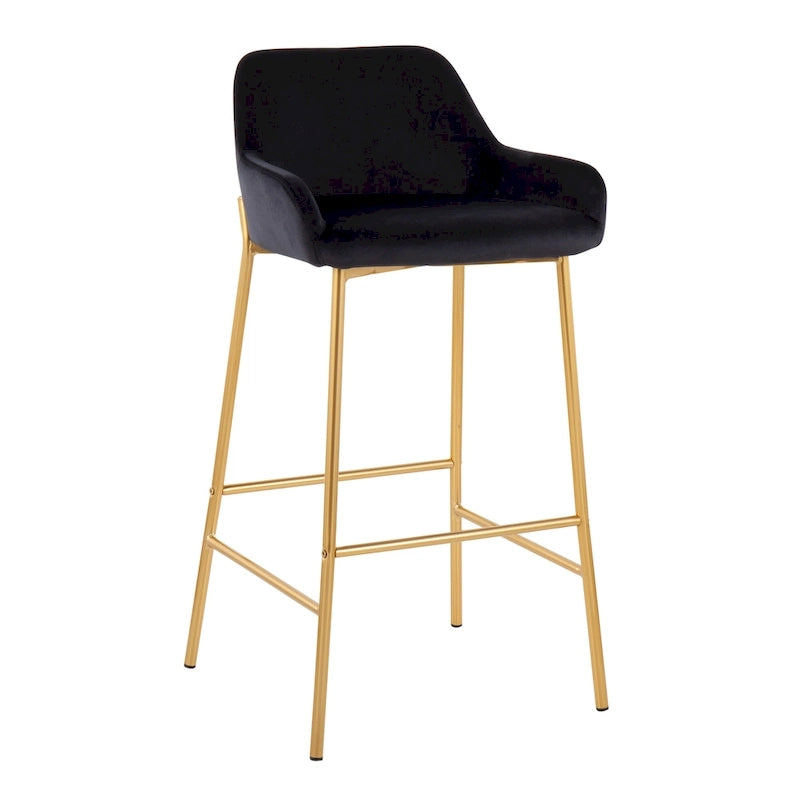 Tabouret de bar rembourré à hauteur fixe Silver Orchid Galotti Gold - Lot de 2