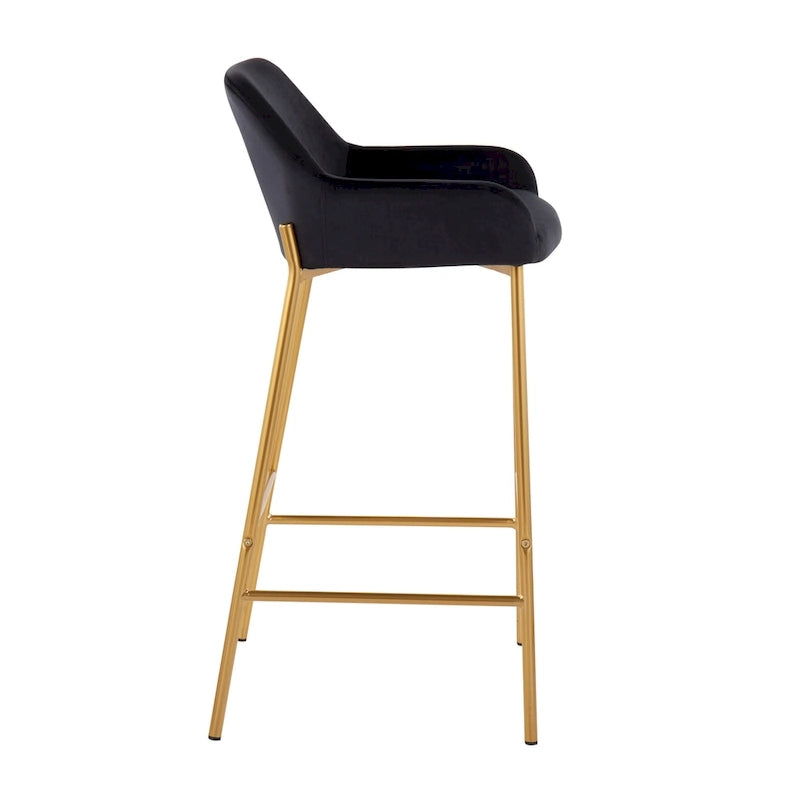 Tabouret de bar rembourré à hauteur fixe Silver Orchid Galotti Gold - Lot de 2