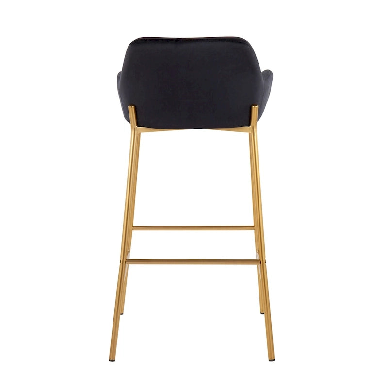 Tabouret de bar rembourré à hauteur fixe Silver Orchid Galotti Gold - Lot de 2