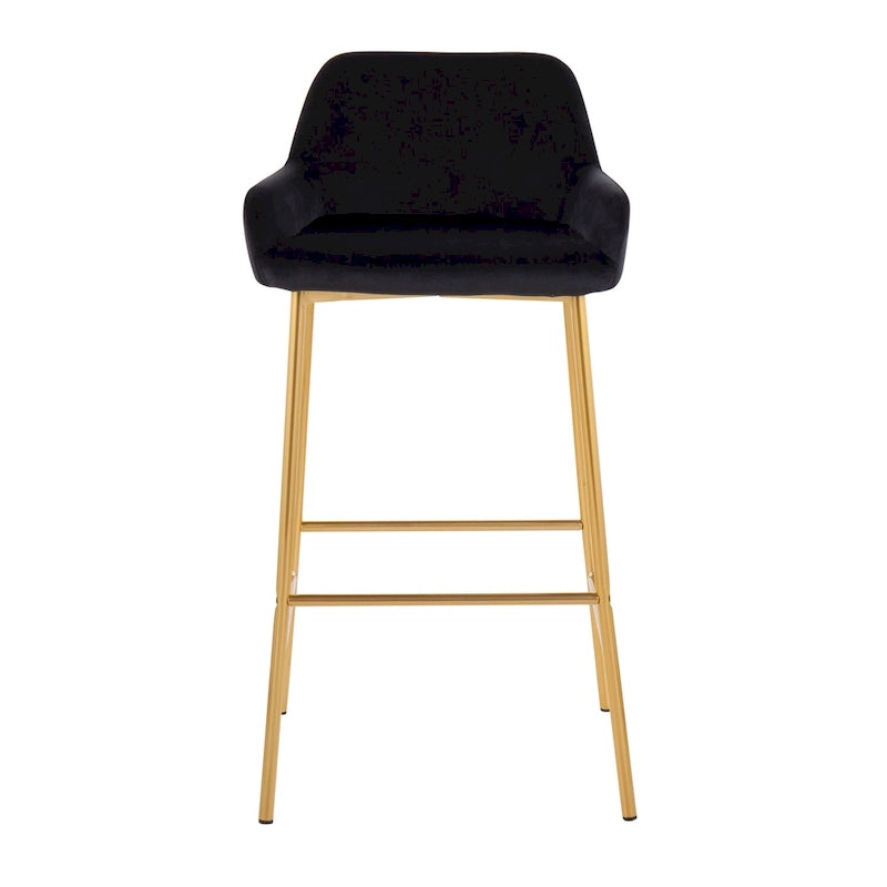 Tabouret de bar rembourré à hauteur fixe Silver Orchid Galotti Gold - Lot de 2