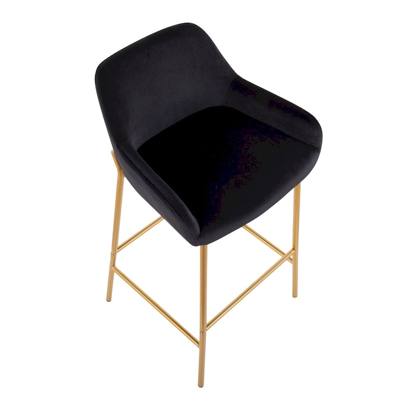 Tabouret de bar rembourré à hauteur fixe Silver Orchid Galotti Gold - Lot de 2