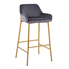 Tabouret de bar rembourré à hauteur fixe Silver Orchid Galotti Gold - Lot de 2