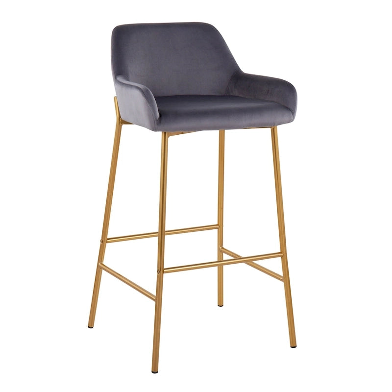 Tabouret de bar rembourré à hauteur fixe Silver Orchid Galotti Gold - Lot de 2