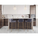 Tabouret de bar rembourré à hauteur fixe Silver Orchid Galotti Gold - Lot de 2