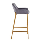 Tabouret de bar rembourré à hauteur fixe Silver Orchid Galotti Gold - Lot de 2