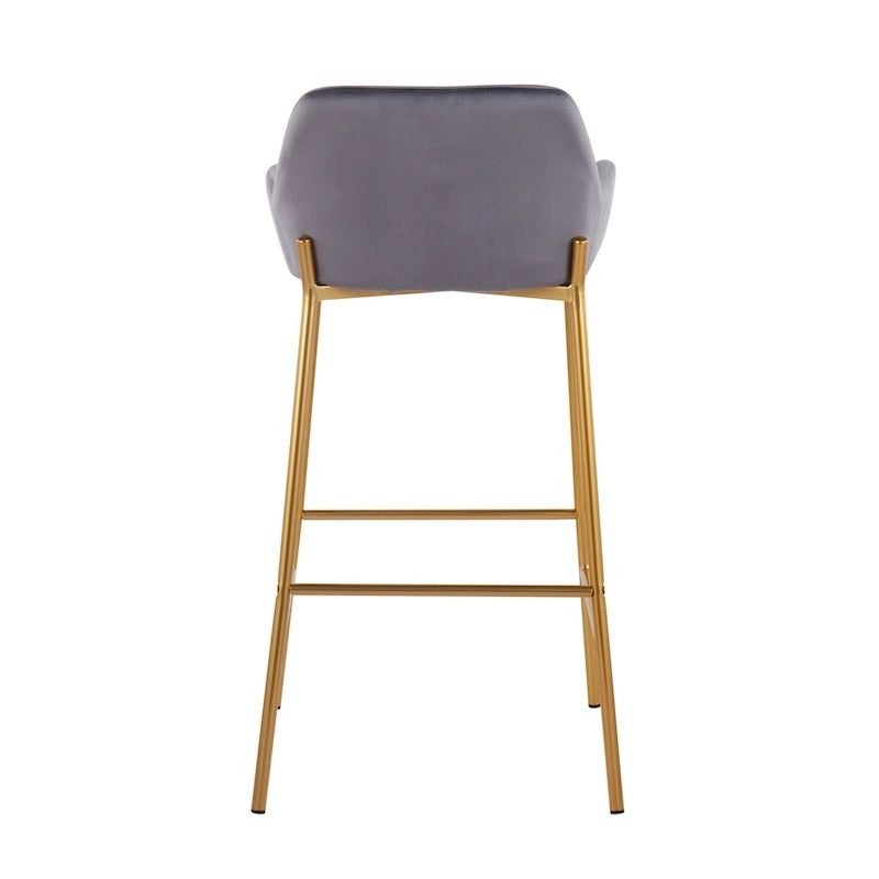 Tabouret de bar rembourré à hauteur fixe Silver Orchid Galotti Gold - Lot de 2