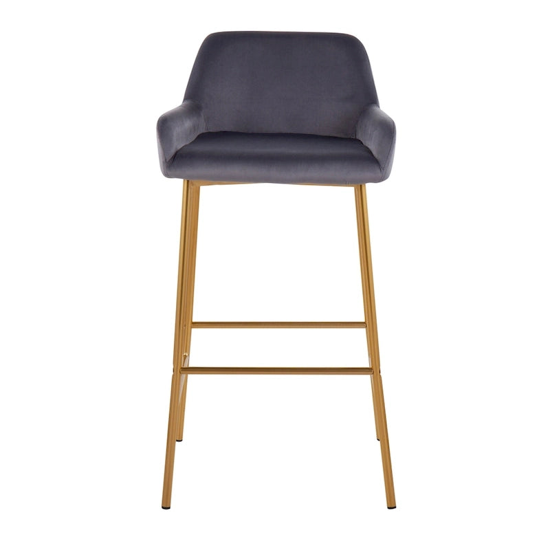 Tabouret de bar rembourré à hauteur fixe Silver Orchid Galotti Gold - Lot de 2