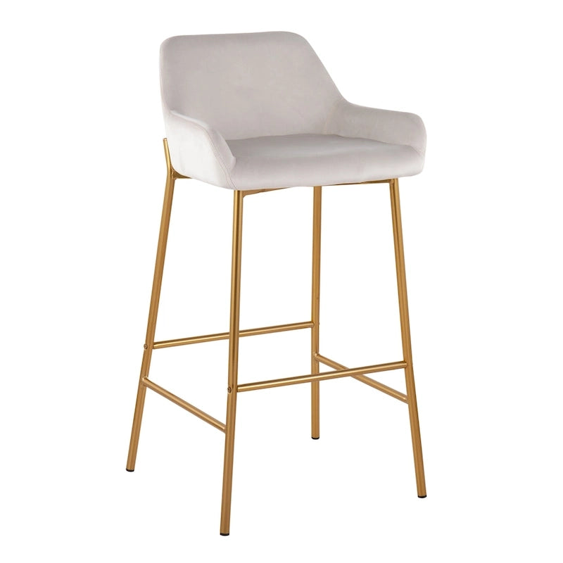 Tabouret de bar rembourré à hauteur fixe Silver Orchid Galotti Gold - Lot de 2