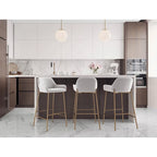 Tabouret de bar rembourré à hauteur fixe Silver Orchid Galotti Gold - Lot de 2