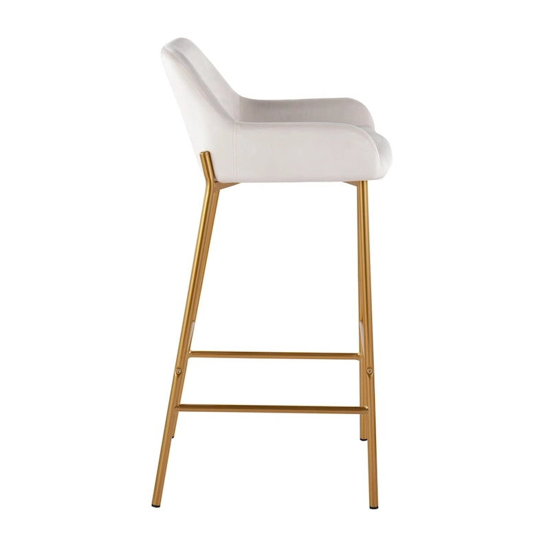 Tabouret de bar rembourré à hauteur fixe Silver Orchid Galotti Gold - Lot de 2