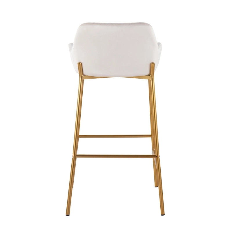 Tabouret de bar rembourré à hauteur fixe Silver Orchid Galotti Gold - Lot de 2