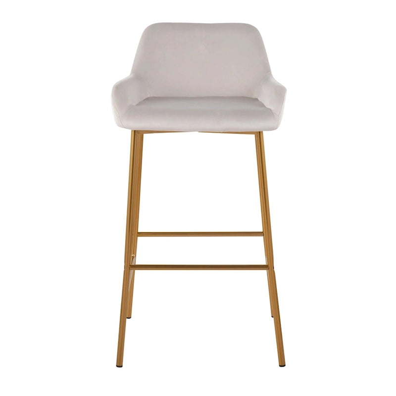 Tabouret de bar rembourré à hauteur fixe Silver Orchid Galotti Gold - Lot de 2