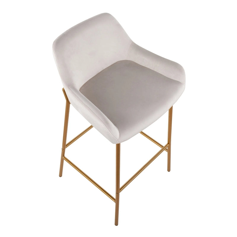 Tabouret de bar rembourré à hauteur fixe Silver Orchid Galotti Gold - Lot de 2