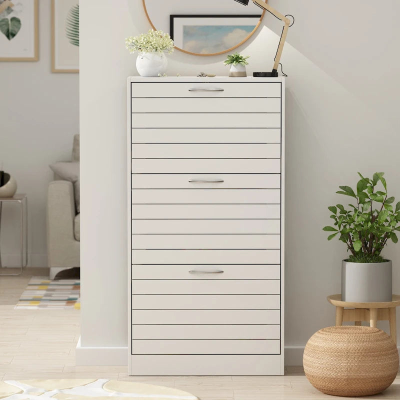 Meuble à chaussures avec tiroir basculant pour entrée, meuble de rangement