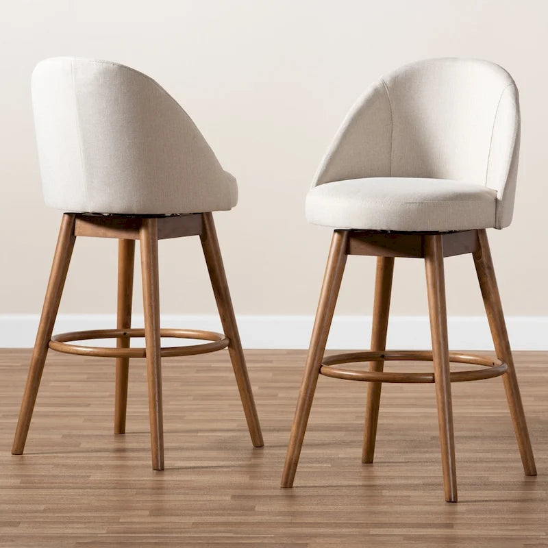 Ensemble de 2 tabourets de bar pivotants Mid-Century Modern