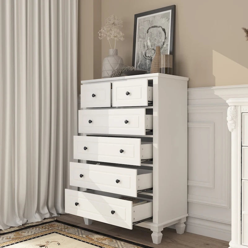 Commode moderne avec 6 tiroirs, en bois, meuble de rangement organisateur
