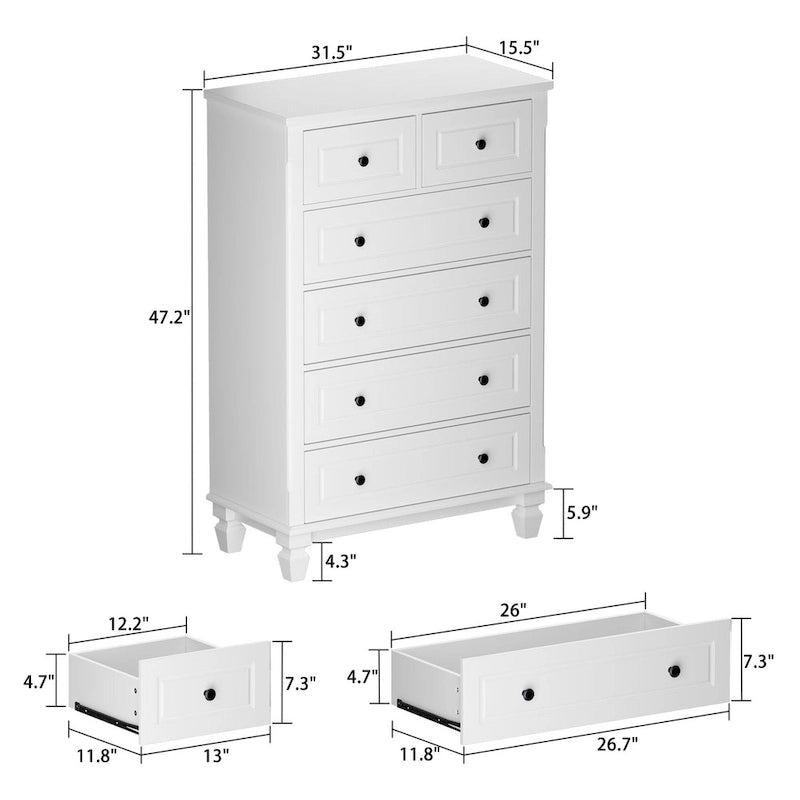 Commode moderne avec 6 tiroirs, en bois, meuble de rangement organisateur