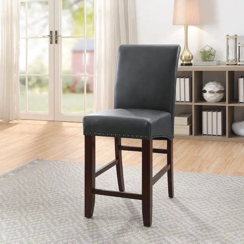 Tabouret de bar Parsons 24 po avec clous décoratifs