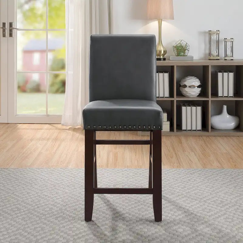 Tabouret de bar Parsons 24 po avec clous décoratifs