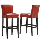 Bennett Red Faux Leather High Back Bar Stools (Set of 2) by 