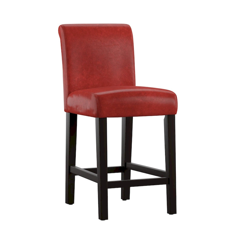 Tabourets de bar hauts Bennett en similicuir rouge (lot de 2)
